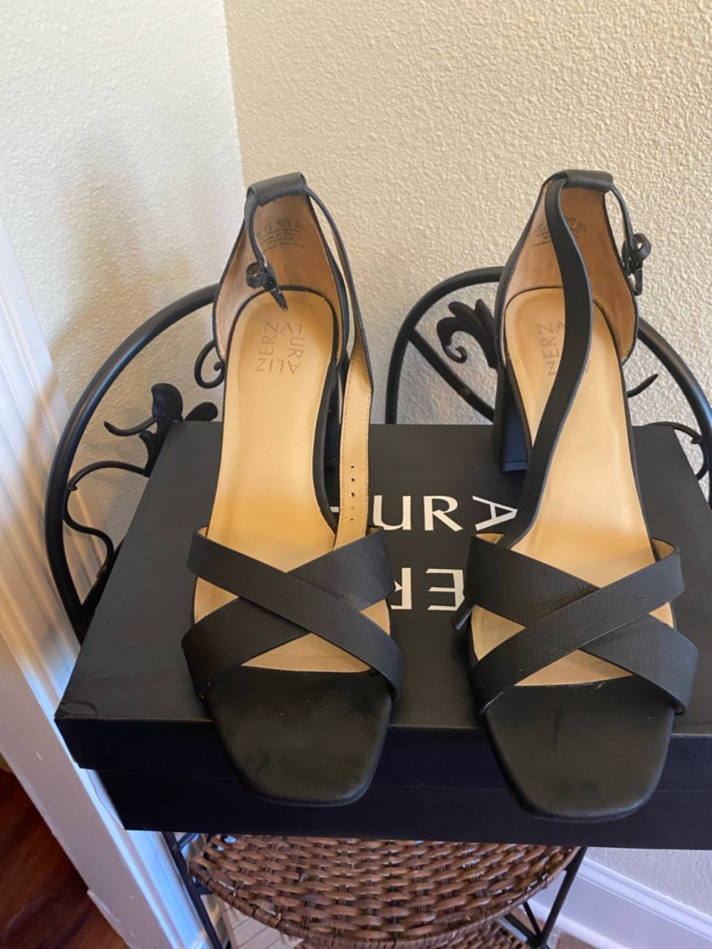 Naturalizer Black Crisscross Ankle-Strap Heels